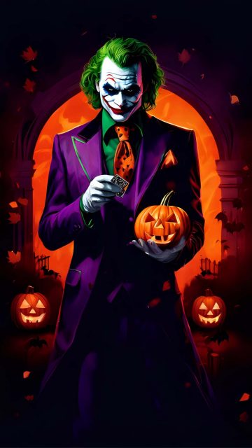 Joker Halloween Pumpkins iPhone Wallpaper 4K