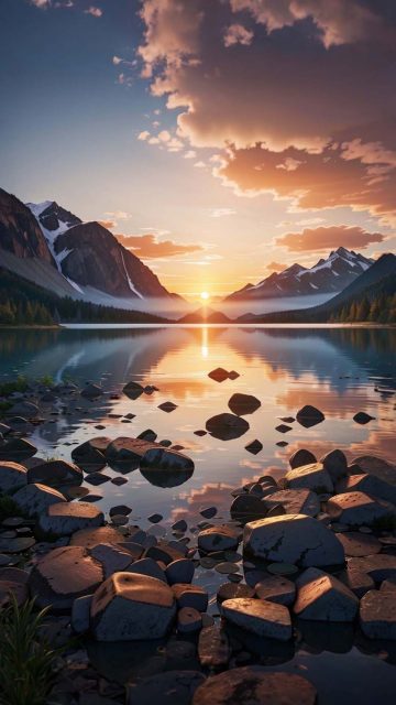 Lake Sunrise Reflection iPhone Wallpaper 4K