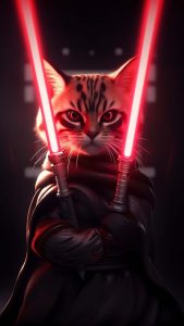 Light Saber Cat iPhone Wallpaper 4K