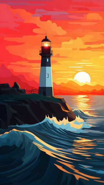 Lighthouse Minimal iPhone Wallpaper 4K