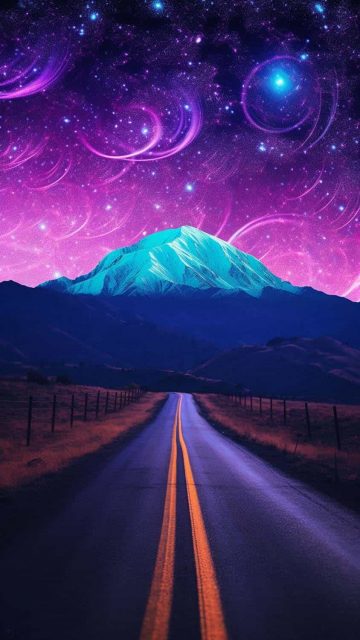 Magical Sky Mountain Road iPhone Wallpaper 4K