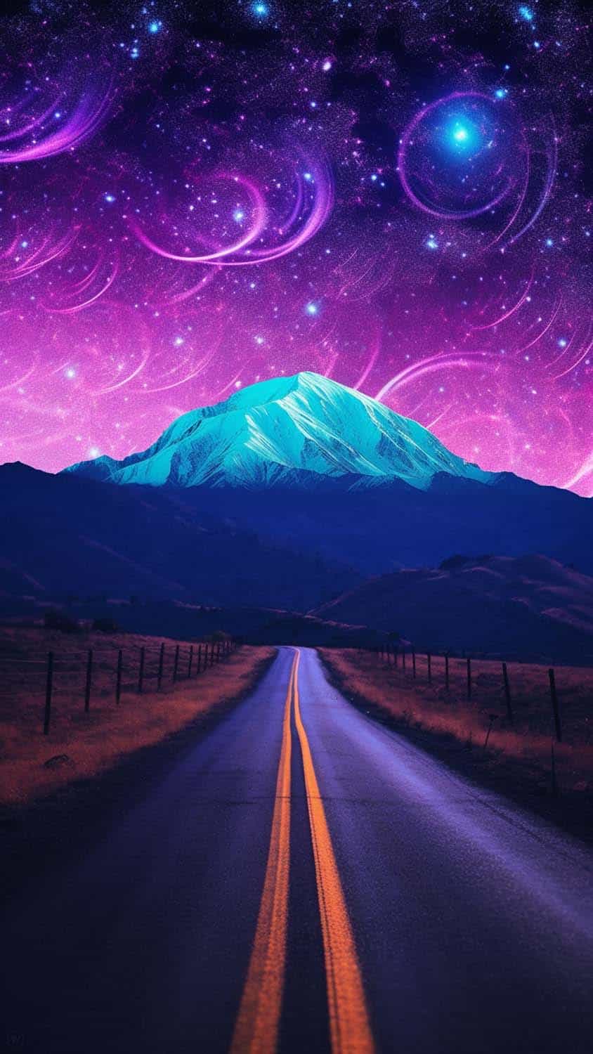 Magical Sky Mountain Road iPhone Wallpaper 4K