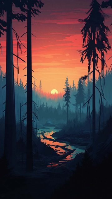 Mist Morning Sunrise Forest iPhone Wallpaper 4K