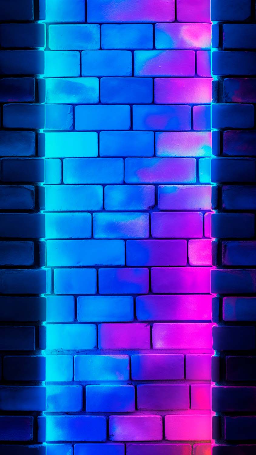 Neon Bricks iPhone Wallpaper 4K