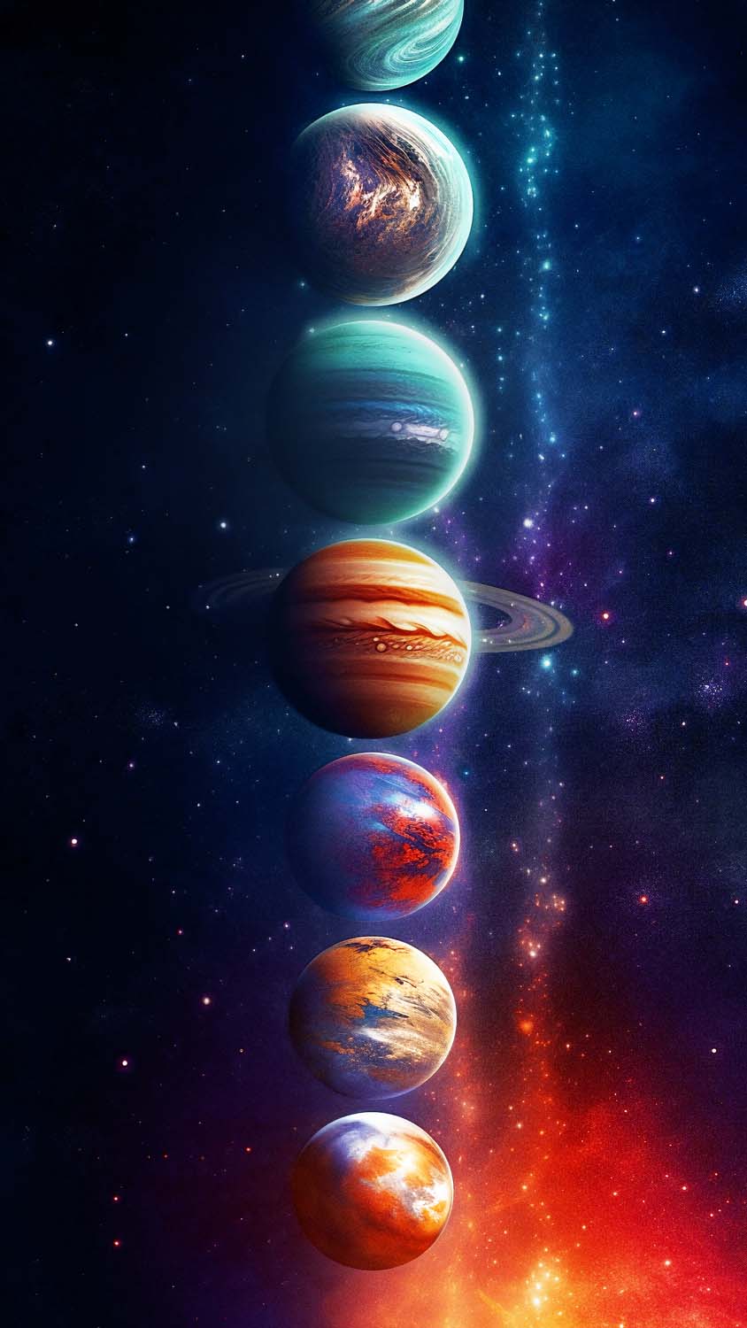 Planets Aligned iPhone Wallpaper 4K