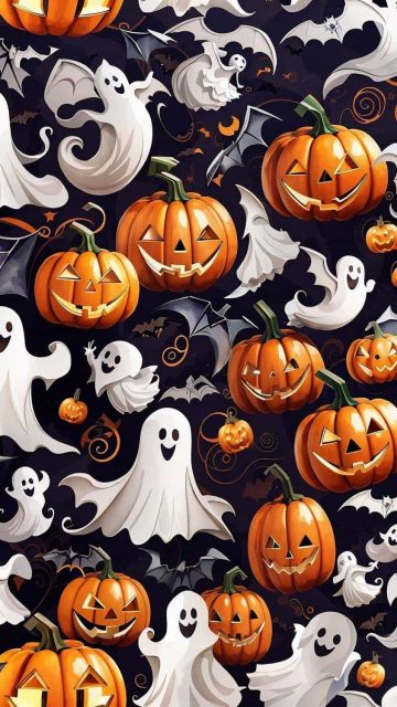 Pumpkin Ghost Halloween iPhone Wallpaper 4K