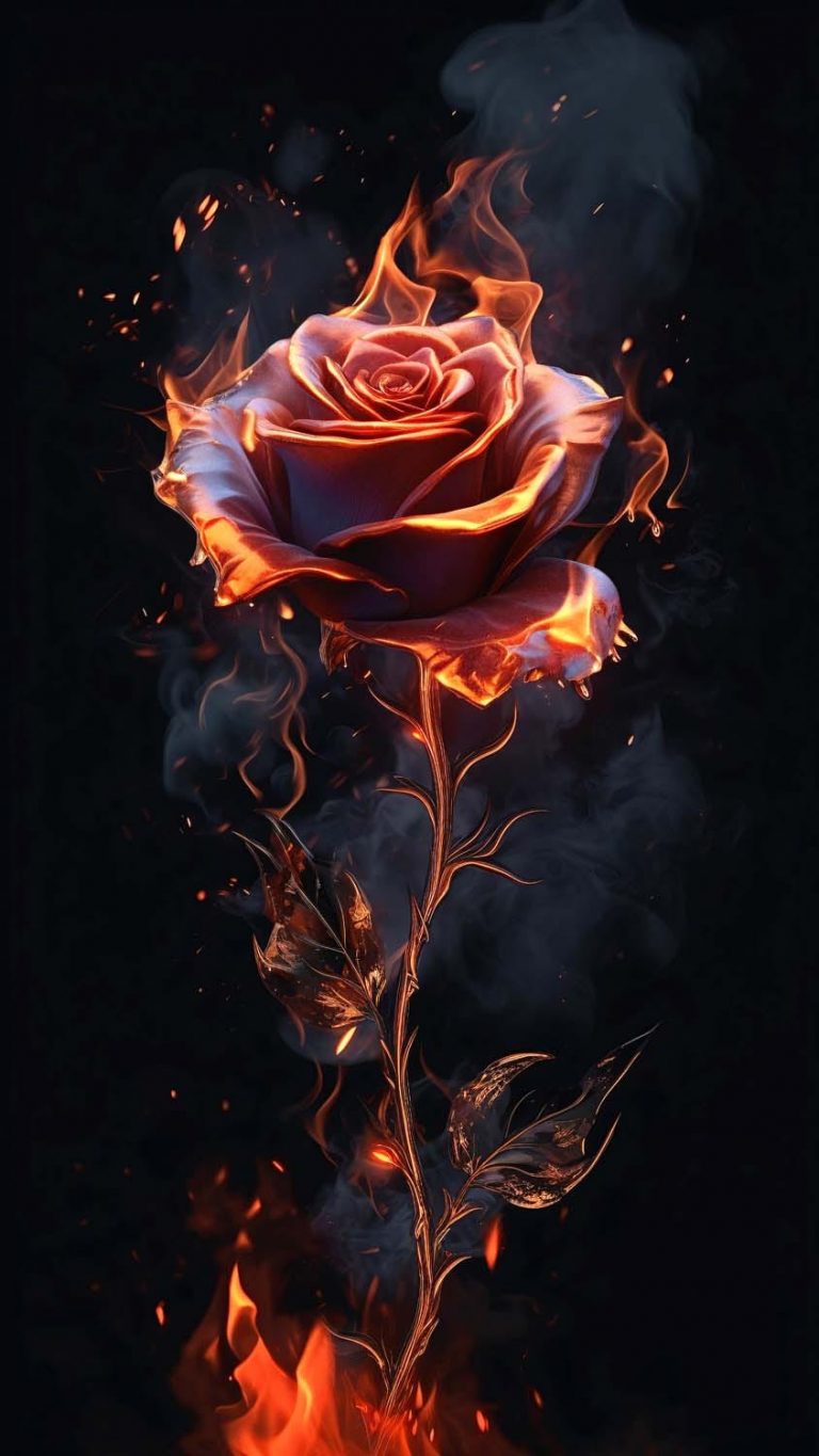 Rose on Fire iPhone Wallpaper 4K iPhone Wallpapers