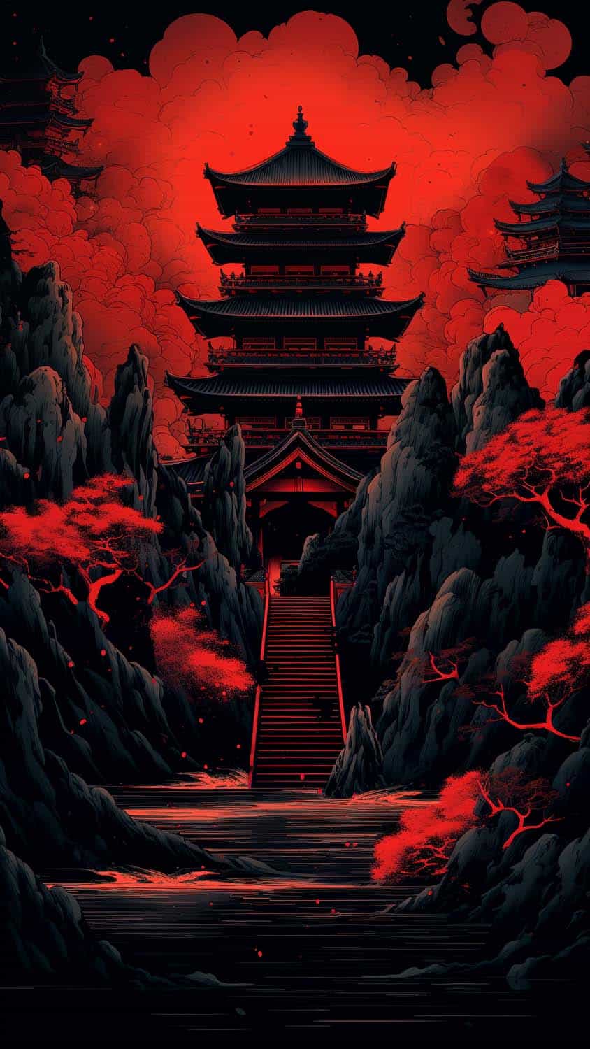 Samurai Temple iPhone Wallpaper 4K