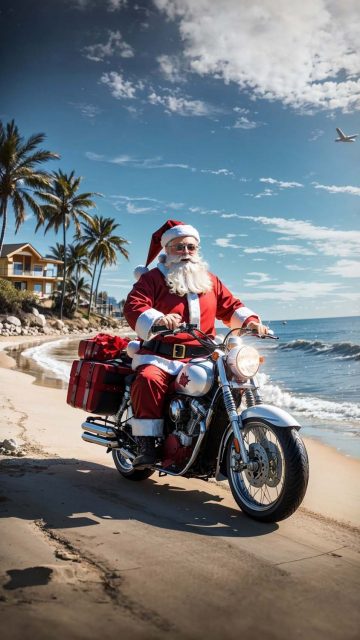 Santa Claus Biker iPhone Wallpaper 4K