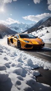 Snow Lambo iPhone Wallpaper 4K