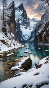 Snow River Landscape iPhone Wallpaper 4K