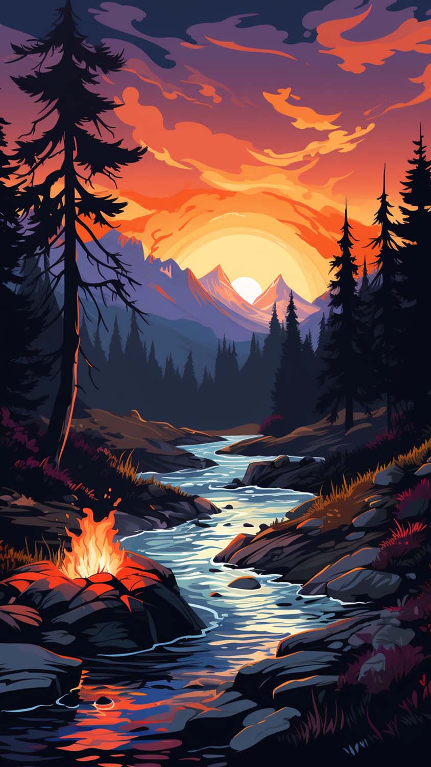 Sunrise River iPhone Wallpaper 4K