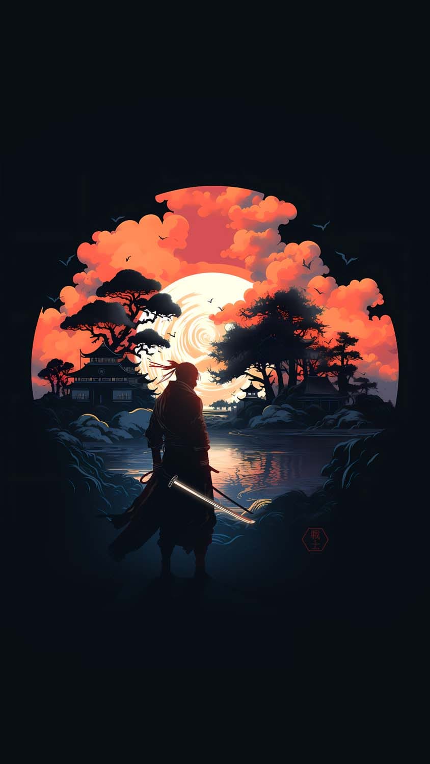 The Samurai OLED iPhone Wallpaper 4K
