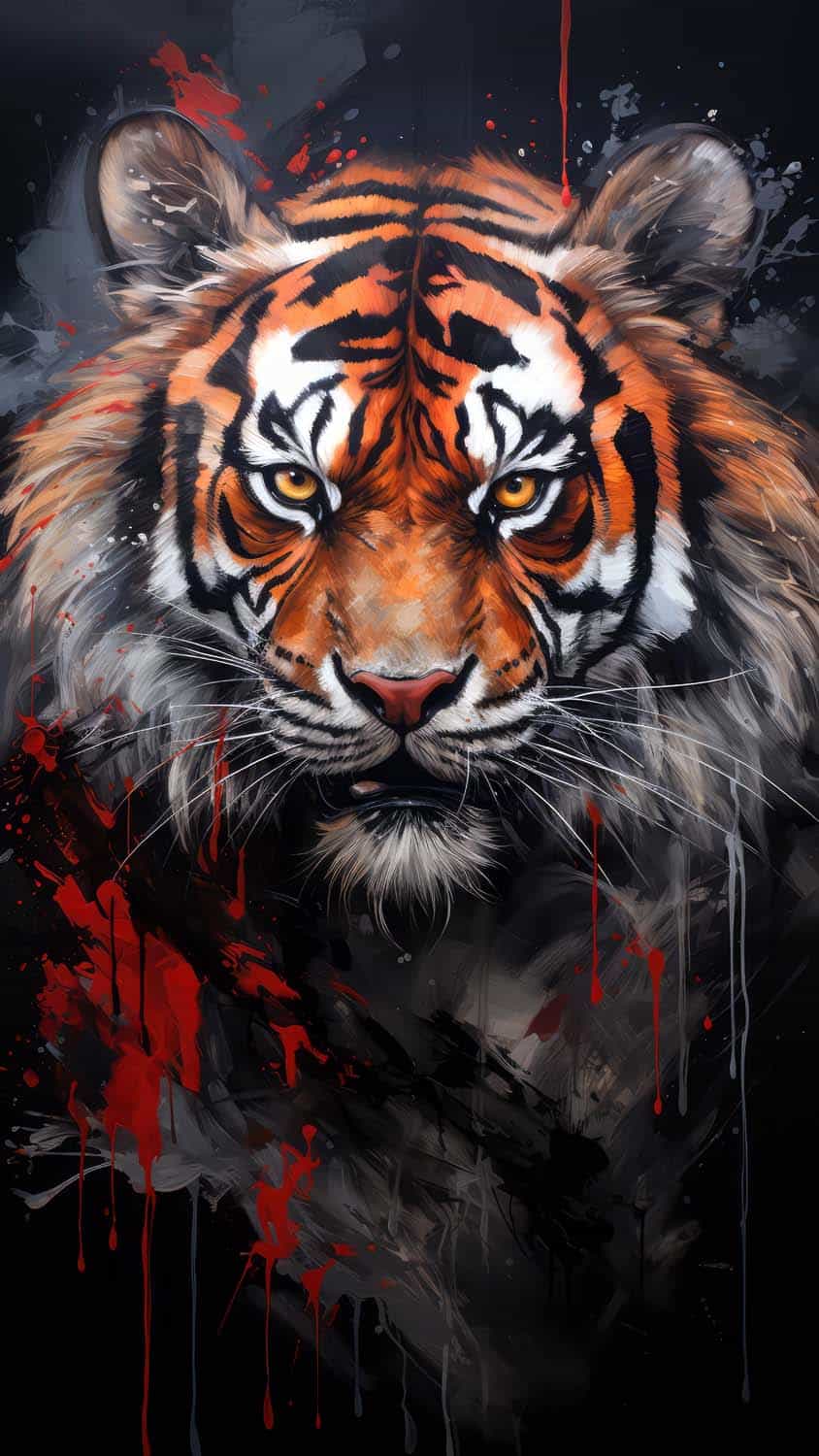 Tiger Portrait Art iPhone Wallpaper 4K