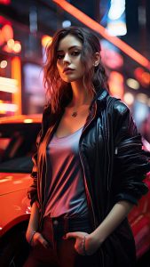 Urban Night Girl iPhone Wallpaper 4K