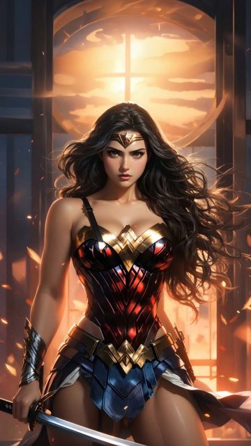 Wonder woman amazonian defender iPhone Wallpaper 4K