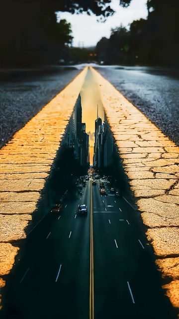 illusion Road iPhone Wallpaper 4K
