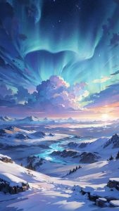 Aurora Lights Clouds iPhone Wallpaper