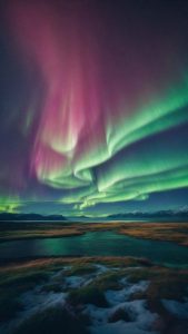 Aurora Lights Landscape iPhone Wallpaper