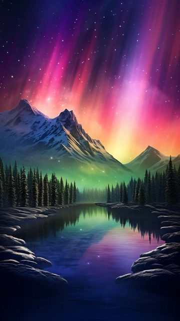 Aurora Lights Reflection iPhone Wallpaper
