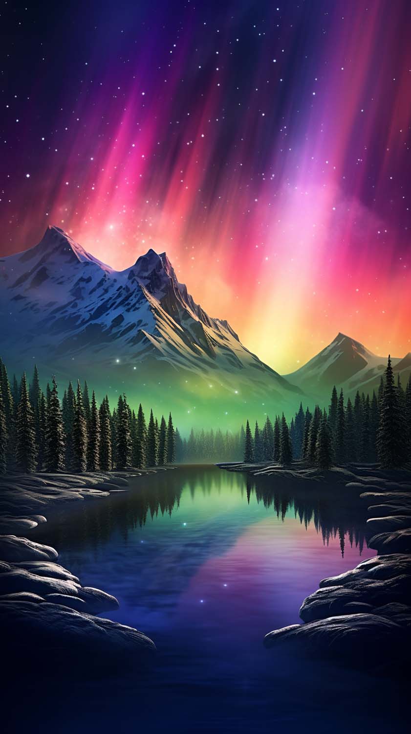 Aurora Lights Reflection iPhone Wallpaper