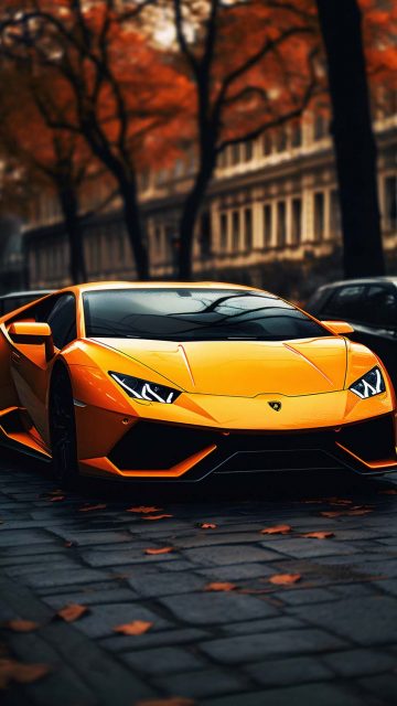 Autumn Lamborghini iPhone Wallpaper 4K