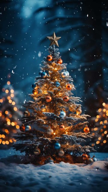 Christmas Tree 2024 iPhone Wallpaper 4K