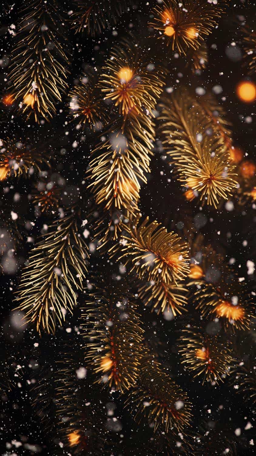Christmas Tree Snowfall iPhone Wallpaper 4K