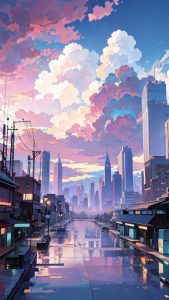 Cloudy City iPhone Wallpaper 4K