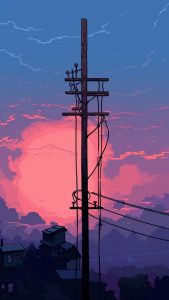Electric Pole Pixel Art iPhone Wallpaper 4K