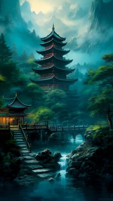 Forest Temple Japan iPhone Wallpaper
