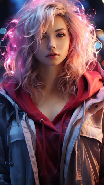 Girl Hairs Glow iPhone Wallpaper 4K