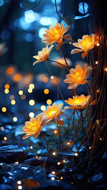 Glowing Flowers iPhone Wallpaper 4K