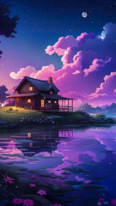 Lake Side House iPhone Wallpaper 4K