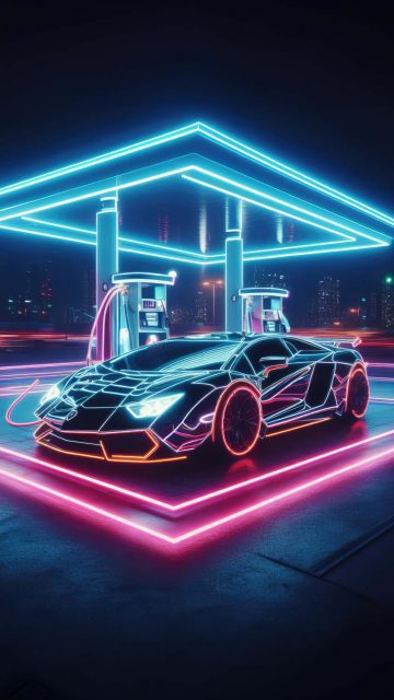 Lambo neon iPhone Wallpaper 4K