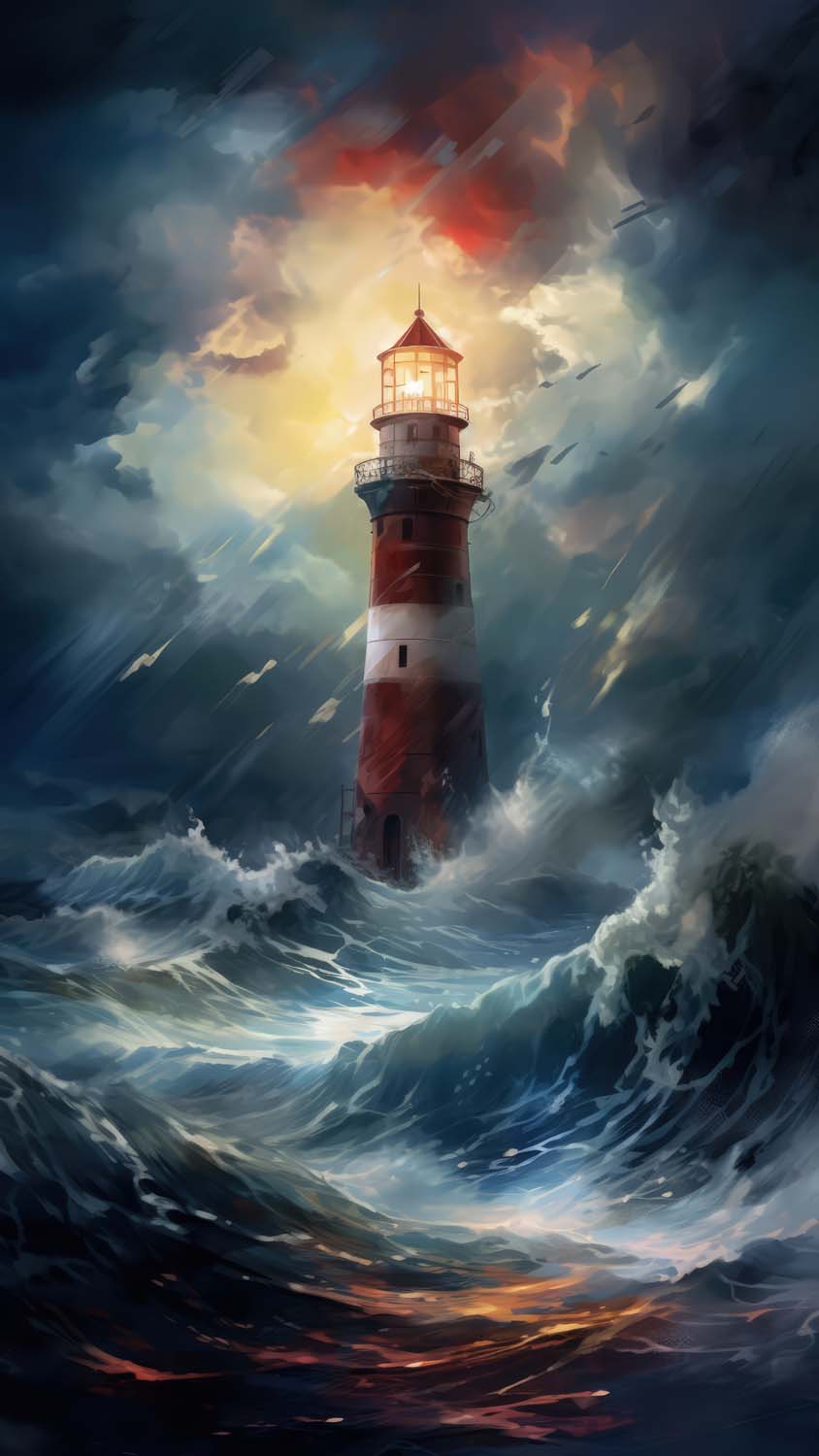 Lighthouse in Storm iPhone Wallpaper 4K