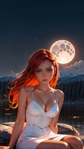 Moon Night white dress anime girl iPhone Wallpaper 4K Moon Night white dress anime girl iPhone Wallpaper 4K