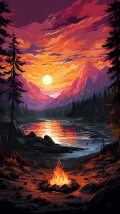 River Camping iPhone Wallpaper 4K