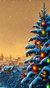 Xmas Tree Snowfall iPhone Wallpaper