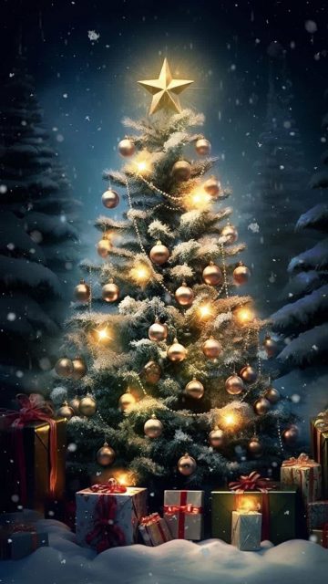 Xmas Tree and Gifts iPhone Wallpaper