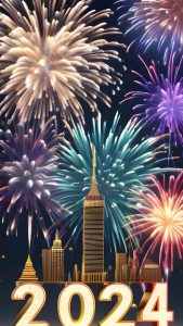 2024 Happy New Year Celebration iPhone Wallpaper