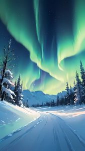 Aurora Road Snow iPhone Wallpaper