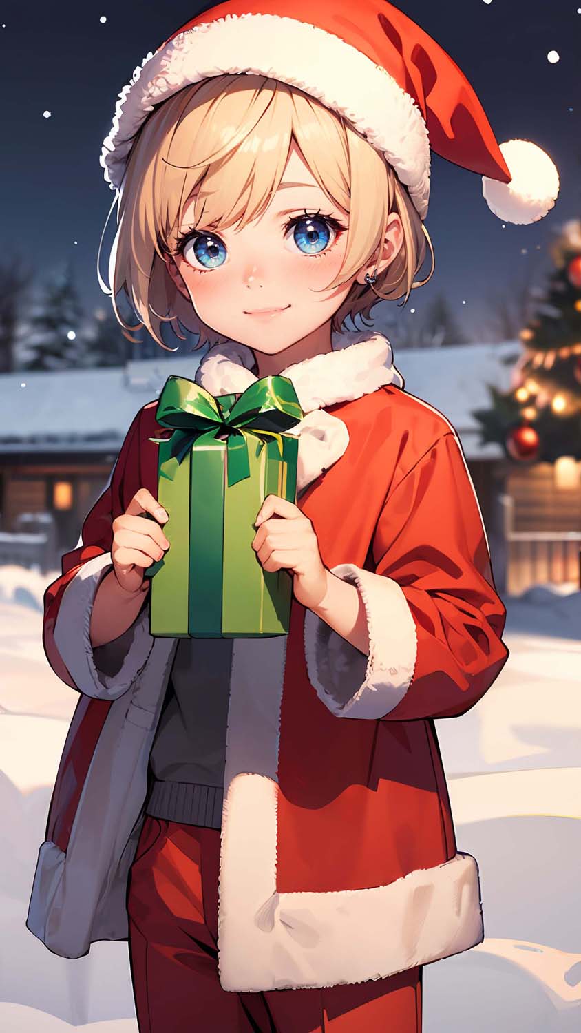 Christmas Anime Girl iPhone Wallpaper
