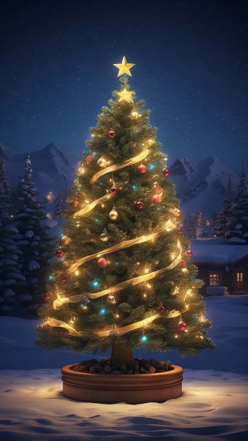 Christmas Tree Decoration Lights iPhone Wallpaper