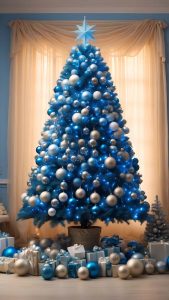 Christmas Tree Indoors Blue iPhone Wallpaper