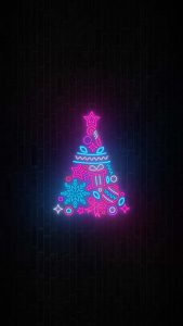 Christmas Tree Neon Glow iPhone Wallpaper