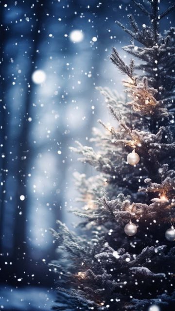 Christmas Tree Snowfall iPhone Wallpaper