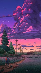 Cruising calm biking to the home iPhone Wallpaper