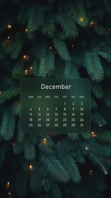 December Calendar - iPhone Wallpapers