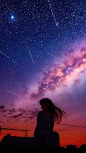 Girl under the starry sky iPhone Wallpaper Girl under the starry sky iPhone Wallpaper